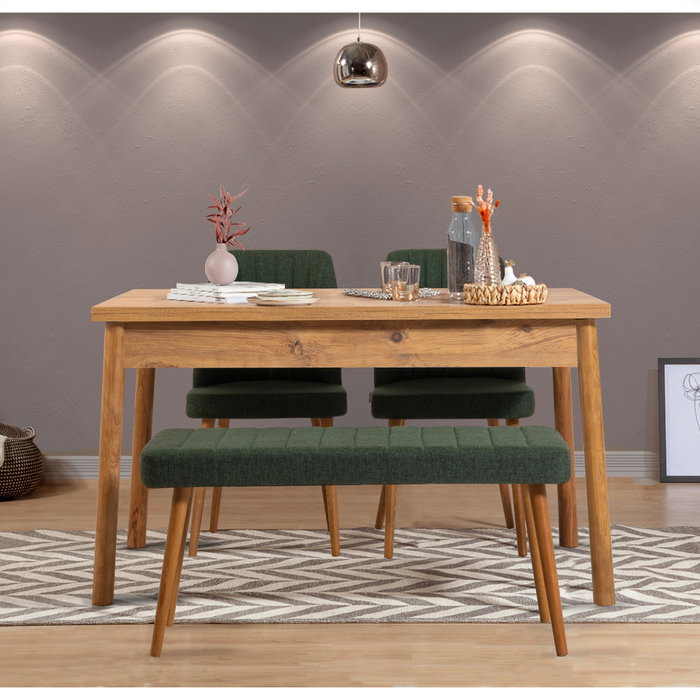 Hanah Home Conjunto Mesa y Sillas Comedor Moderno Rústico Escandinavo Campestre Verde Atlántico